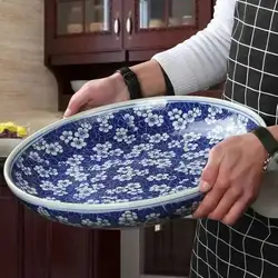 Chinese  Blue And White  Serving Plates Dish Bowl Retro Porcelain Tableware Home Dish Spaghetti Roast Turkey Roast Goose