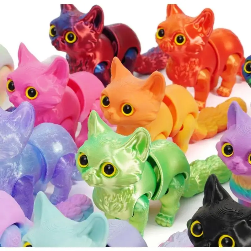 3D Printed Cute Cats Tail Joint Movable Kawaii Kitten Ornament Room Decor Car