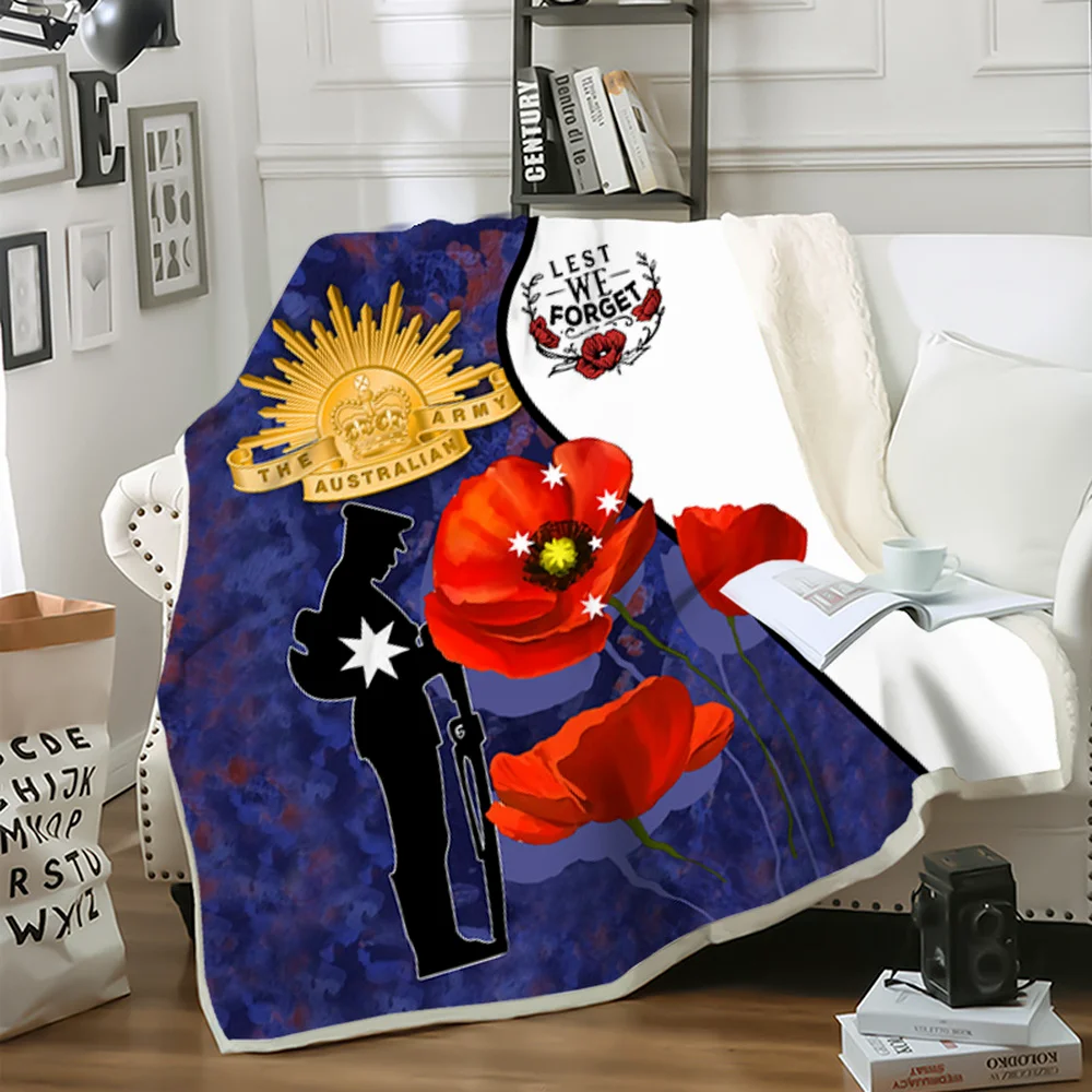 CLOOCL Blanket Anzac Day Lest We Forget 3D Graphics Sofa Throw Blanket Bedspread on The Bed Hiking Picnic Blanket Drop Shipping