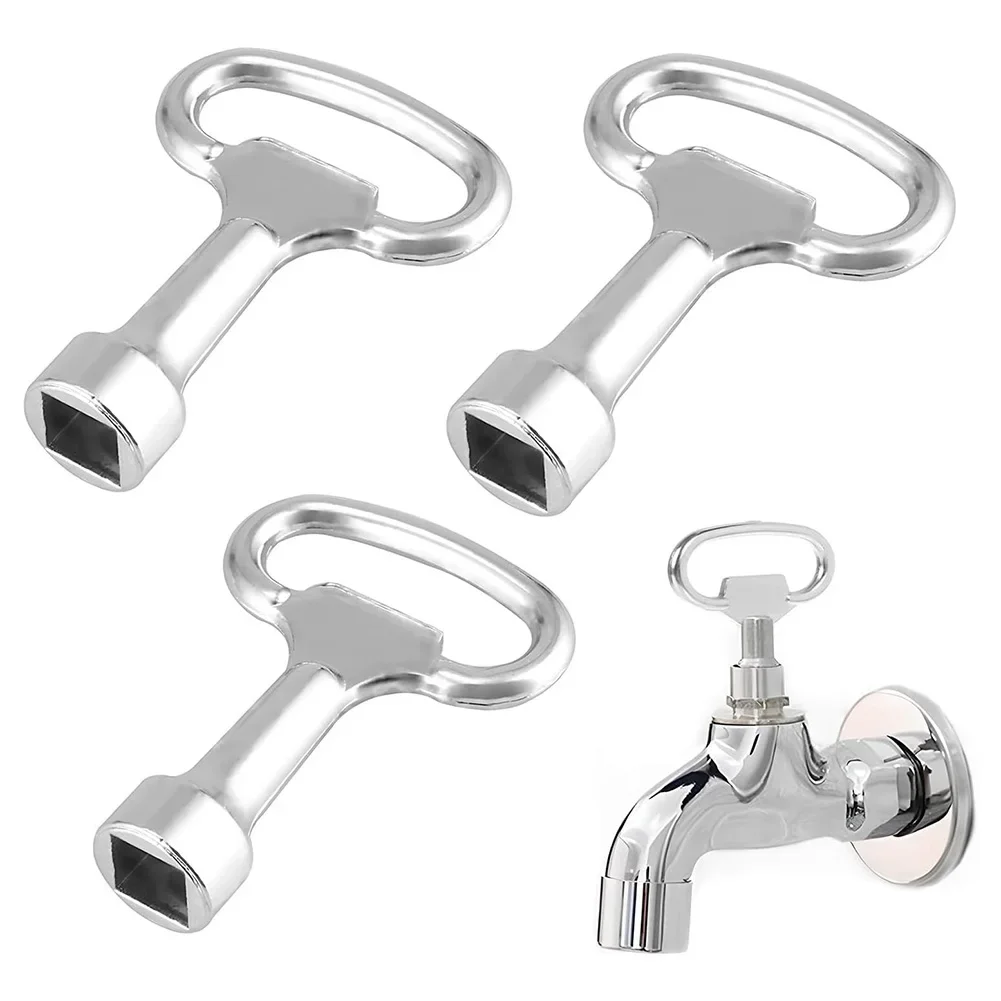 3Pcs Square Key Plumbing Hole Faucet Key Water Valve Tap Square Socket Stainless Steel Lock Wrench Silver 8x8mm Square Wrenches