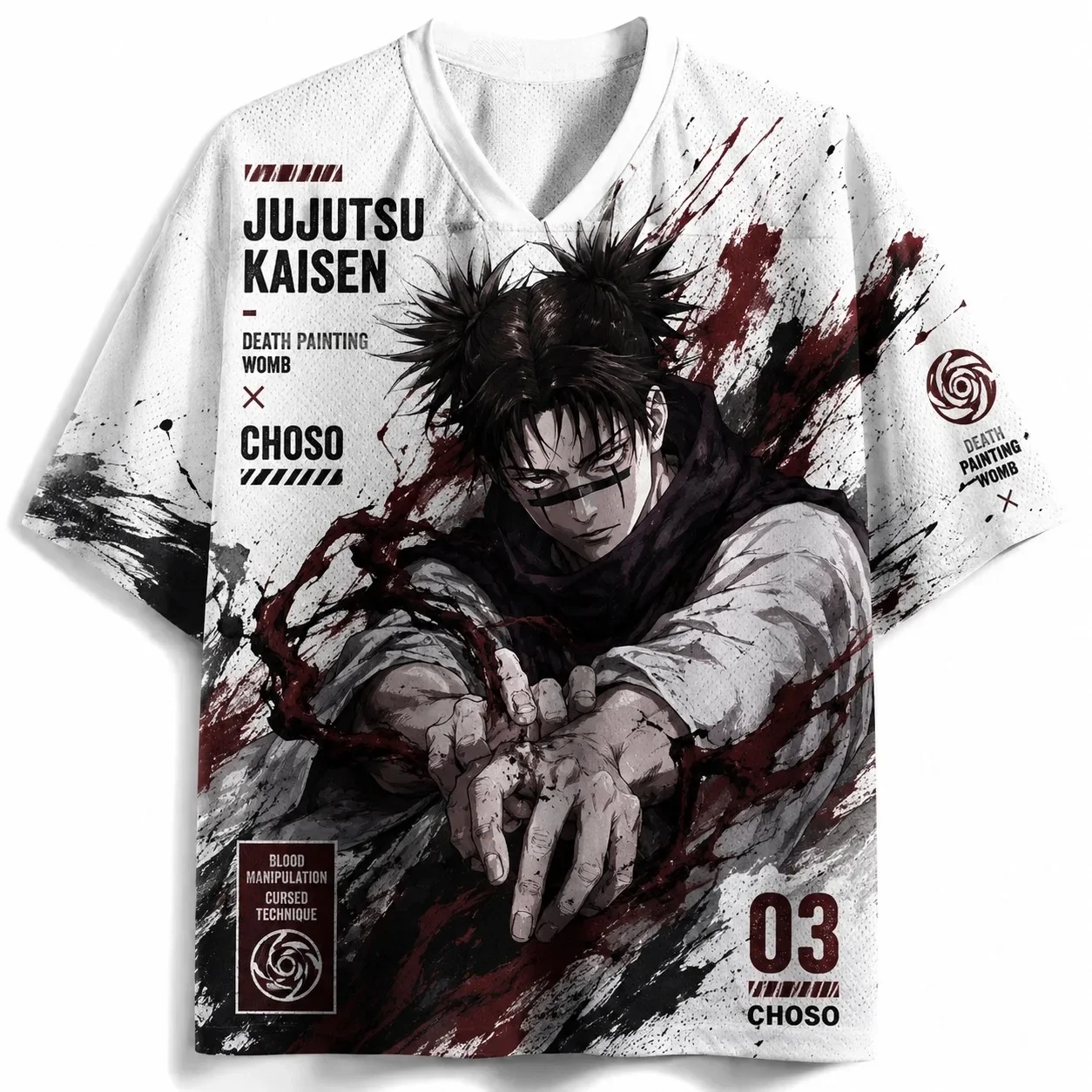 Demon Slayer Japanese Anime Character Print V-neck Mesh Short Sleeved Men's and Women's Loose Oversized Trendy Casual Sports Top