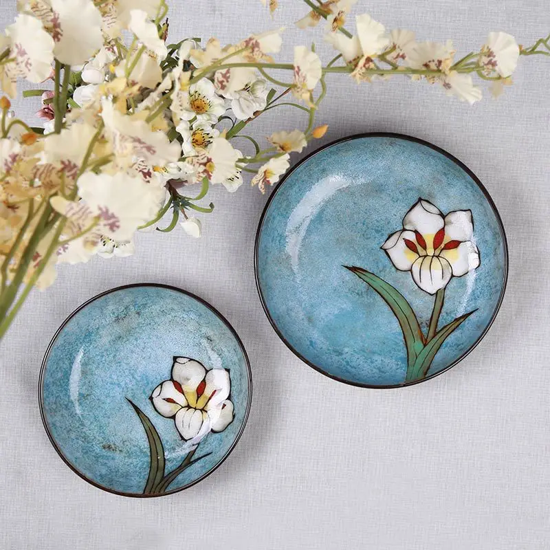 

Ceramic Chinese Dinner Plates Kiln Glaze Hand Painted Soup Bowls Home Tableware Set