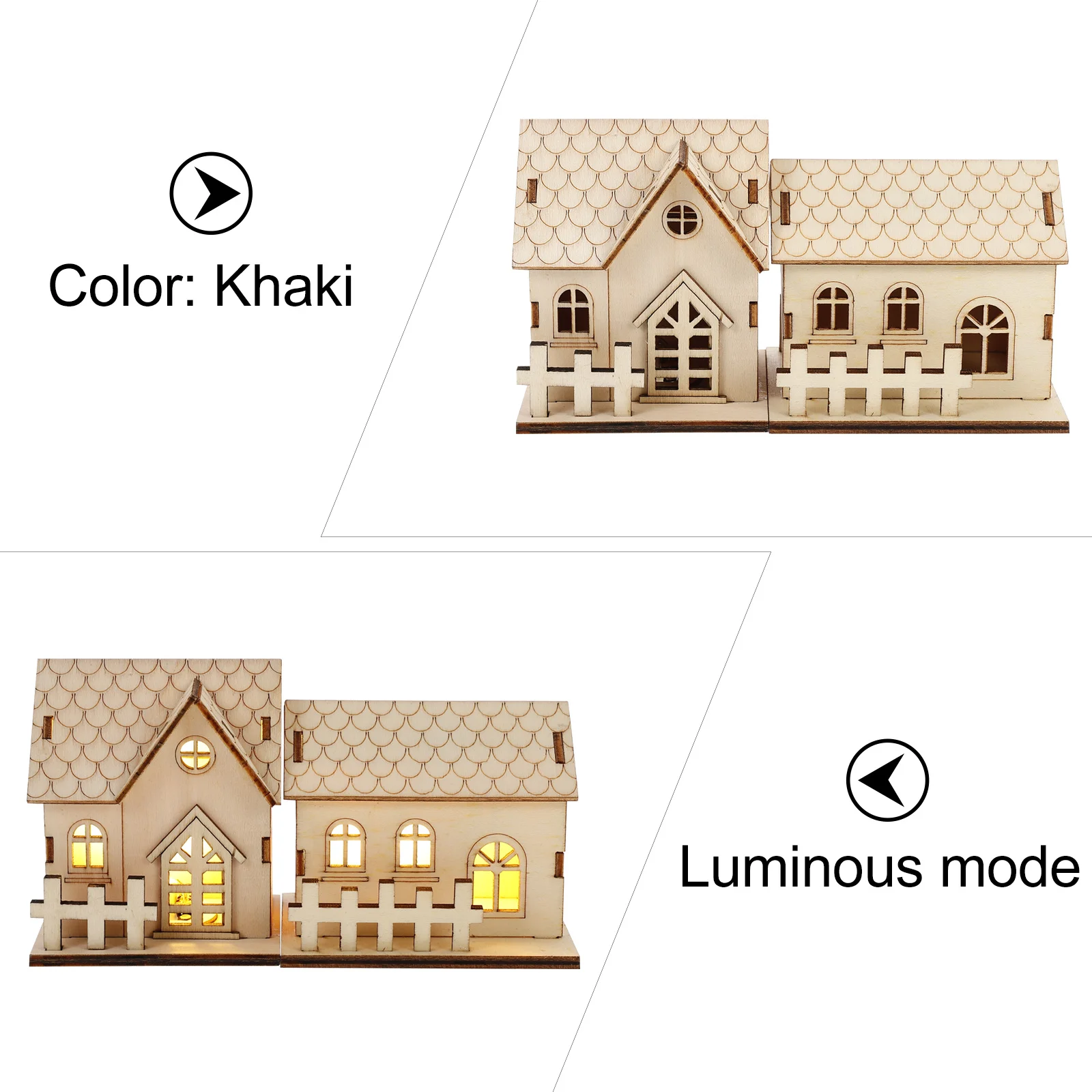 

2pcs Luminous Wooden Christmas House Decor Creative Xmas Tabletop Ornament For Home Office Party Mall Glowing Cabin Desktop
