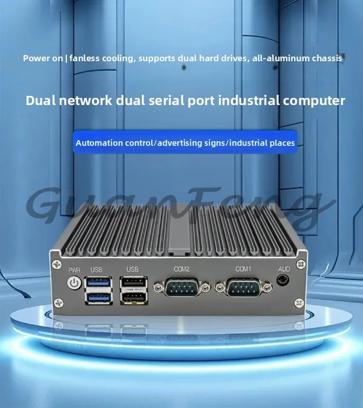 Fanless Mini Industrial PC Quad Core N100/J1900/J6412 Dual LAN RS485 Embedded Computer