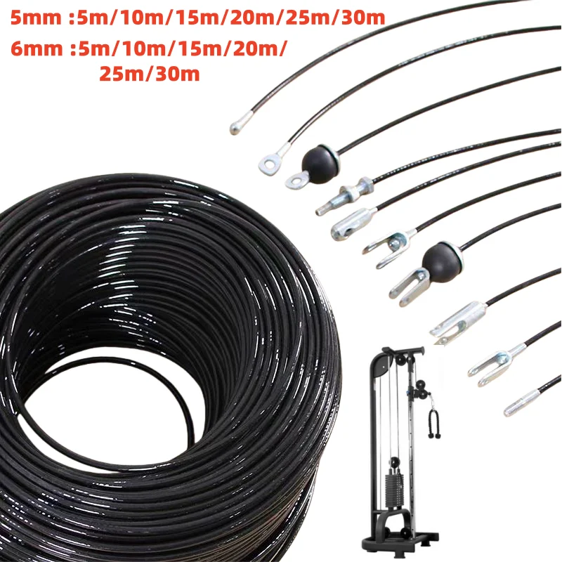 Steel Wire Rope Fitness Cable 5mm6mm Thick Heavy Duty Pulley Machine Attachment For Home Gym Workout Strength Training Equipment