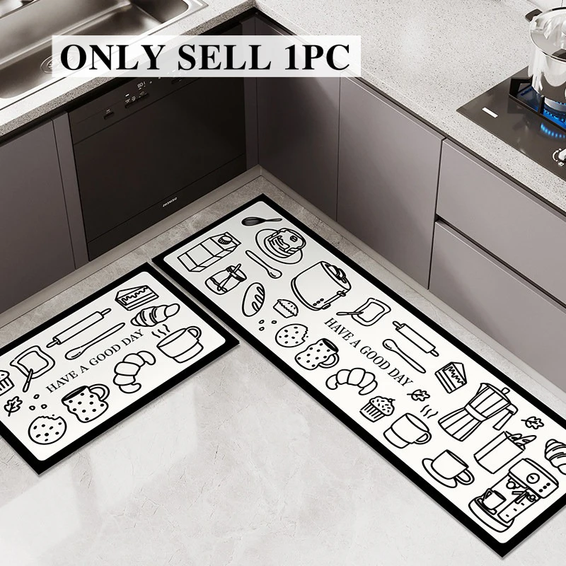 Kitchen Rug Pvc Waterproof Leather Carpet Long Non-slip Oil-proof Floor Mat Fruit Vegetable Kitchenware Carpets Home Decor Rugs