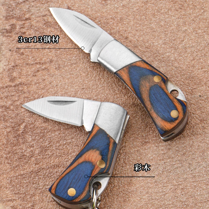 Portable Small Blade Camping Keychain Folding Pocket Knife Stainless Steel Mini Key Chains Rings Knife Pendant Keyring Bag Gifts