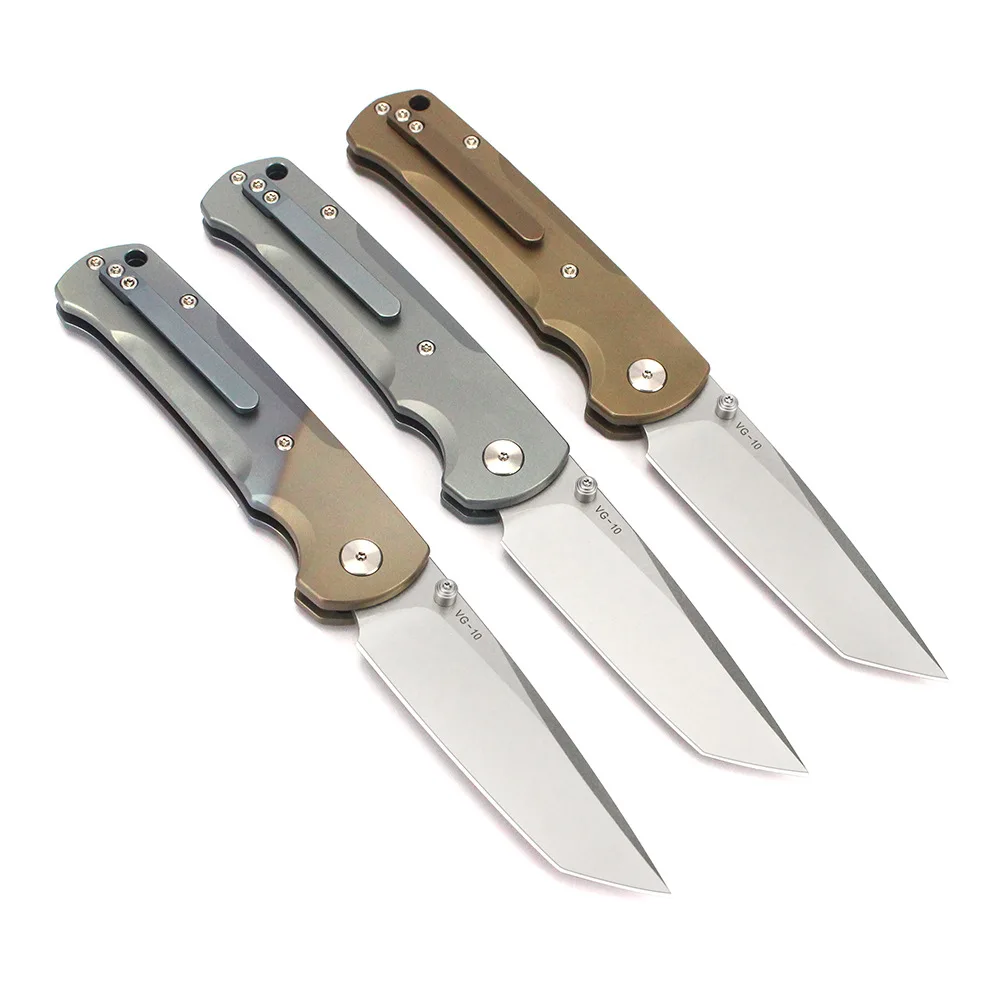 Original titanium alloy handle, VG10 blade material, high hardness folding knife, outdoor multi-functional folding knife, portable camping knife
