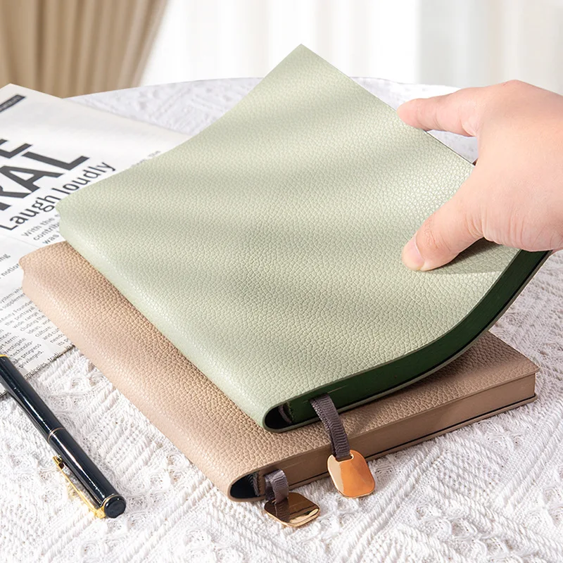Litchi pattern A5 business notebook book subsidiary enterprise office diary high value soft leather notepad with pen