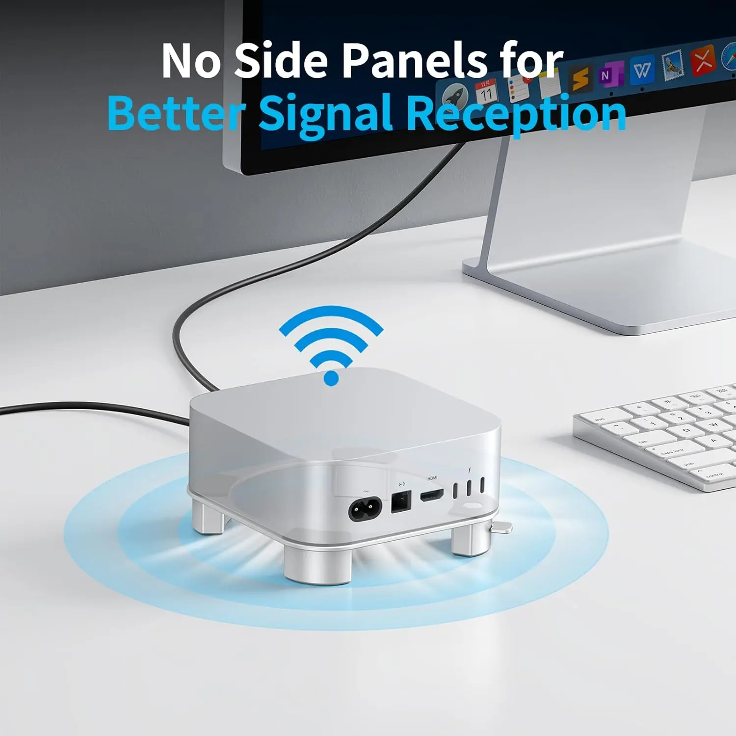 อลูมิเนียมเดสก์ท็อปสําหรับMac Mini M4/M4 Pro 2024 การกระจายความร้อนพร้อมปุ่มDock Coolingผู้ถืออุปกรณ์เสริม