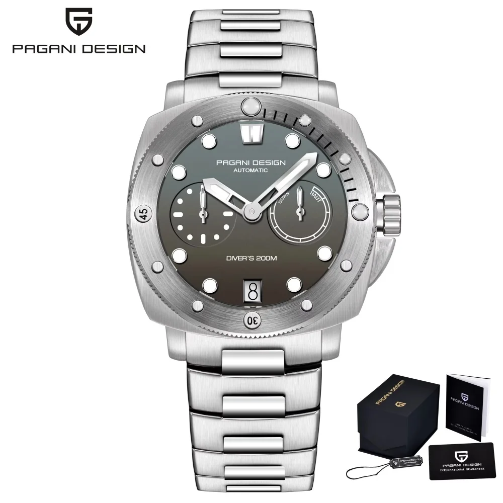 PAGANI DESIGN Männer Mechanische Uhr Luxus Saphirglas Leuchtende Automatische Uhr 200M Wasserdichte Edelstahl Uhr Für Männer 9