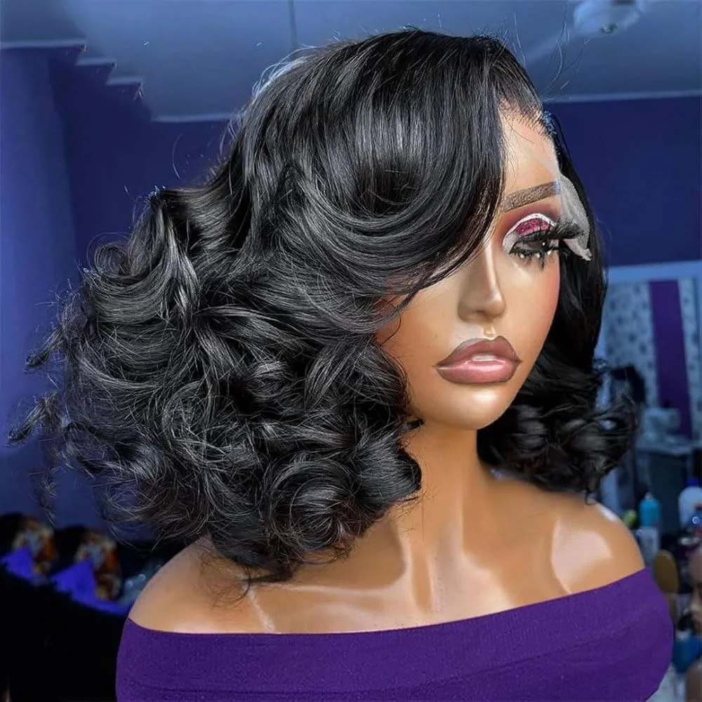 

Body Wave Bob Wig 13x4 Transparent Lace Frontal Wig Brazilian 100% Human Hair Wigs Virgin Remy Hair Lace Front Wig 180% Density