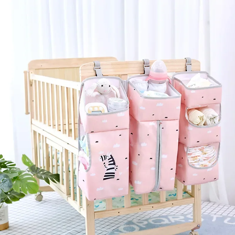 Diaper Storage  Diaper Organizer Hanging Bag Multifunctional Crib Hanging Storage Bag Removable Bedside Hanging Baby Clothing