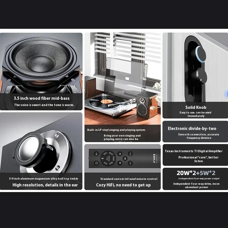 FiiO SA1 Active Speaker Desktop Bluetooth Speaker HIFI Sound Quality 31 Segment High-precision Lossless Customize PEQ LDAC APP
