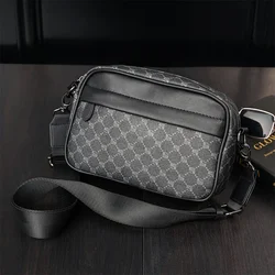 Bolsa crossbody de couro luxuosa masculina, design de moda xadrez, bolsa de ombro masculina, bolsa mensageiro de negócios, bolsa tote