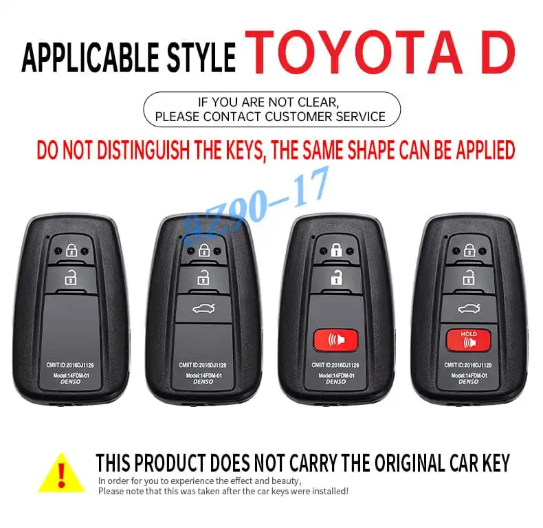 Metal Leather Car Key Fob Case Cover Keychain For Toyota Highlander RAV4 Camry CHR Corolla Kluger Prius 4Runner Mirai 86