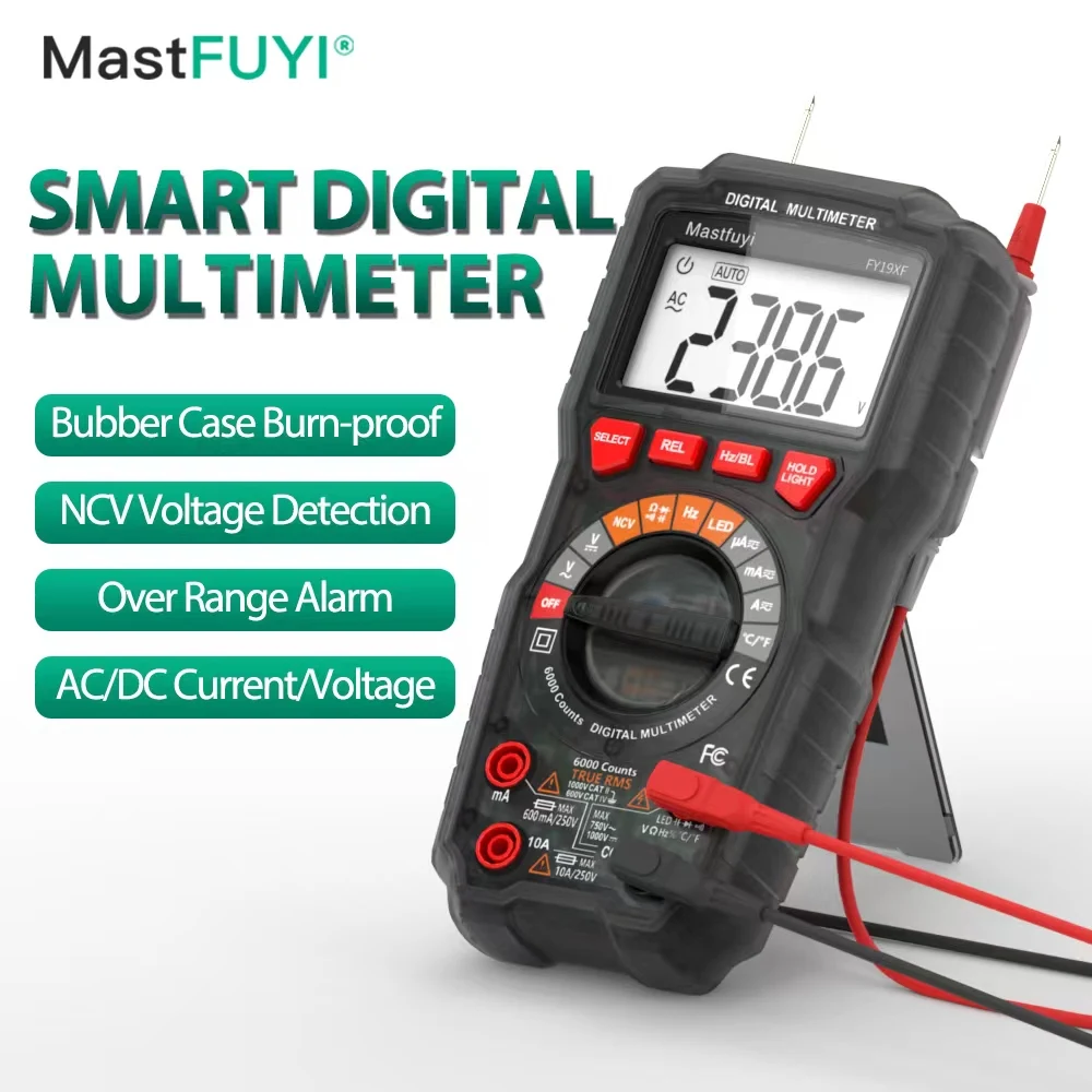 Multímetro Digital Profissional Corrente de Tensão ac dc Resistência Capacitiva Tester Lcd Eletricista Voltímetro Mastfuyi-fy19xf