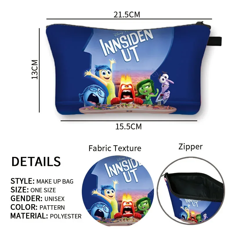 Disney Inside Out2 Reis Cosmetische Tas Draagbare Make-Up Opbergtas Portemonnees Vrouwen Grote Capaciteit Rits Make-Up Organizer Opslag