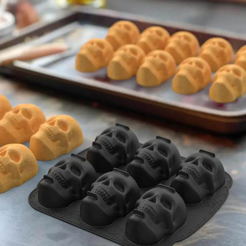 Skull Pan For Baking 3D Skull Candle Mold Kitchen Gadget For Home Bakery Shop Coffee Shop Bar For Cake Fudge Chocolate Ice Cream