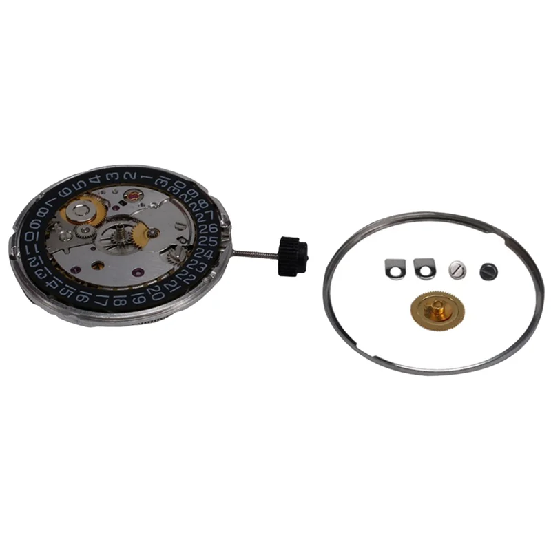 2824-2 Watch Movement Automatic Mechanical Movement Engraved Fish Pattern Watch Accessories Black Calendar