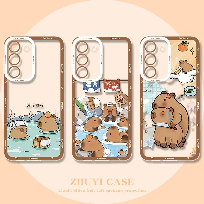 Cute Capybara Play Phone Case For Samsung Galaxy A54 A34 A24 A14 A13 A53 A33 A73 A23 A05 A05S A72 A52 A52S A32 A22 A12 A51 A71