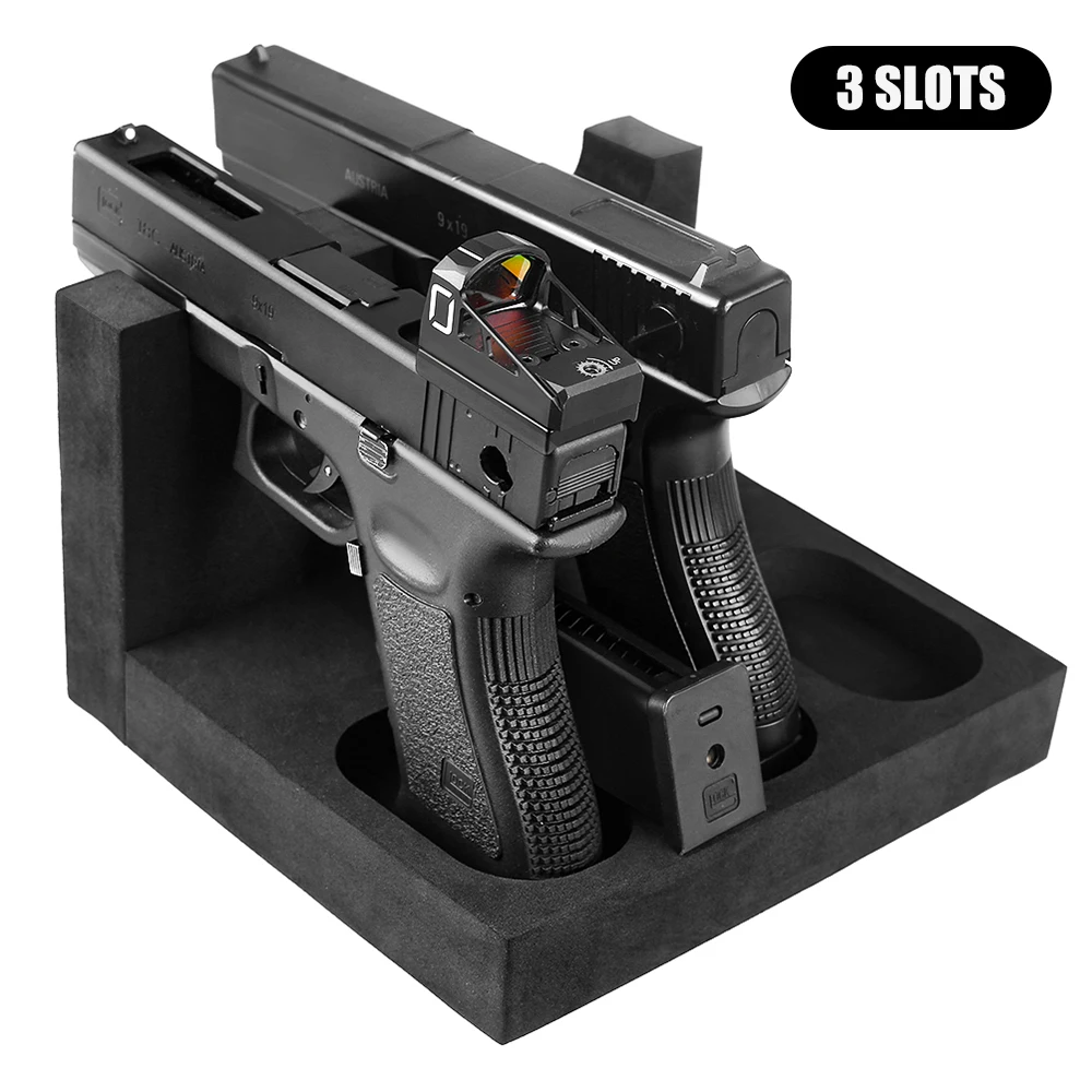 3 Slots Gun Rack Pistol Rack EVA Soft Foam for Gun Safe Cabinet Storage Handgun Stand Gun Display Rack Hunting Gun Accessories