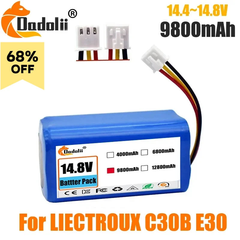 

14.4V 9800mAh 100% New Original Battery Pack for Lirctroux C30B Robot Vacuum Cleaner Lithium Cell