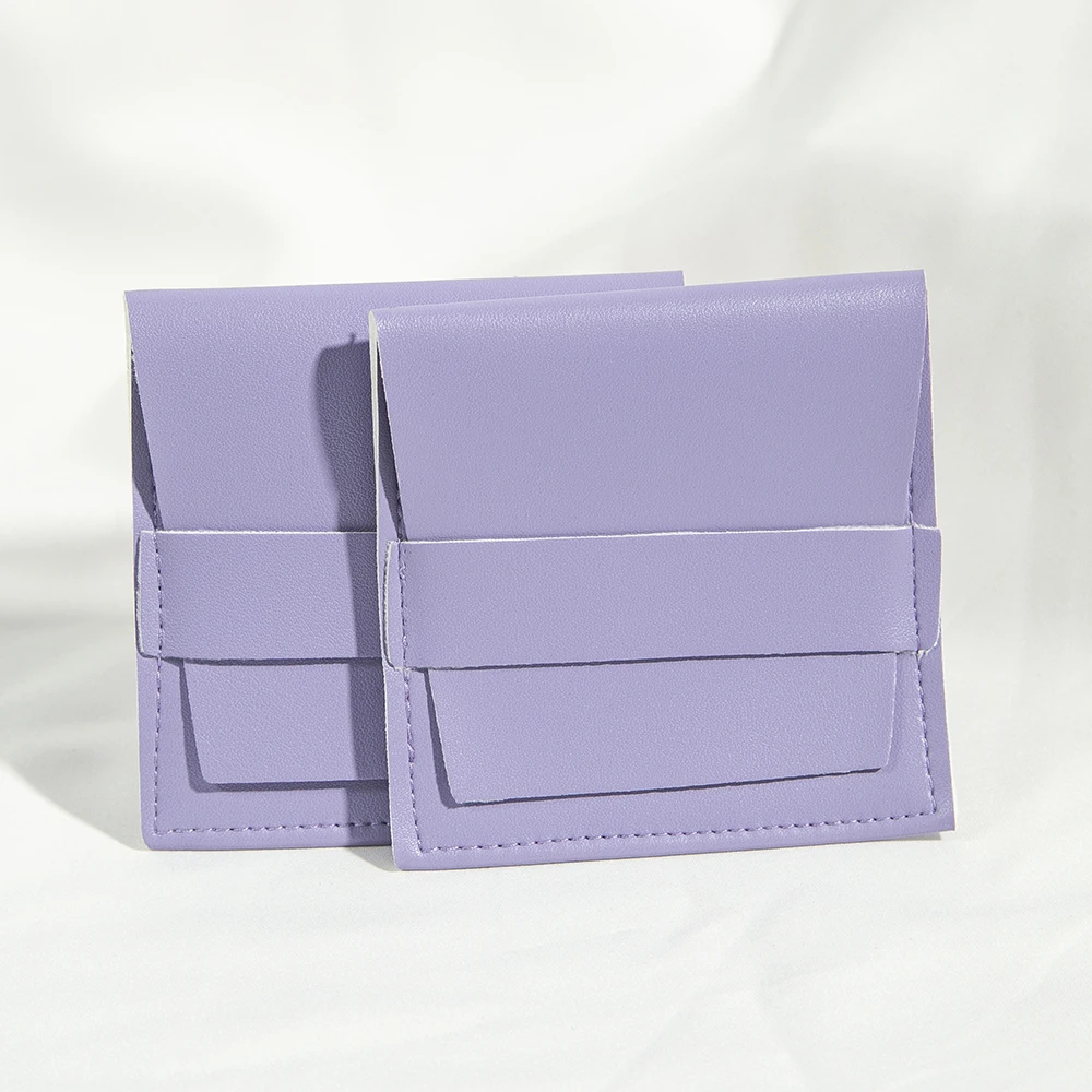 8x8cm Lila PU-Leder Schmuckbeutel für Ringe, Ohrringe, Halsketten, Anhänger, Hochzeitsgeschenke, Geschenktasche, Organizer, Kleine Verpackung – Detail 4