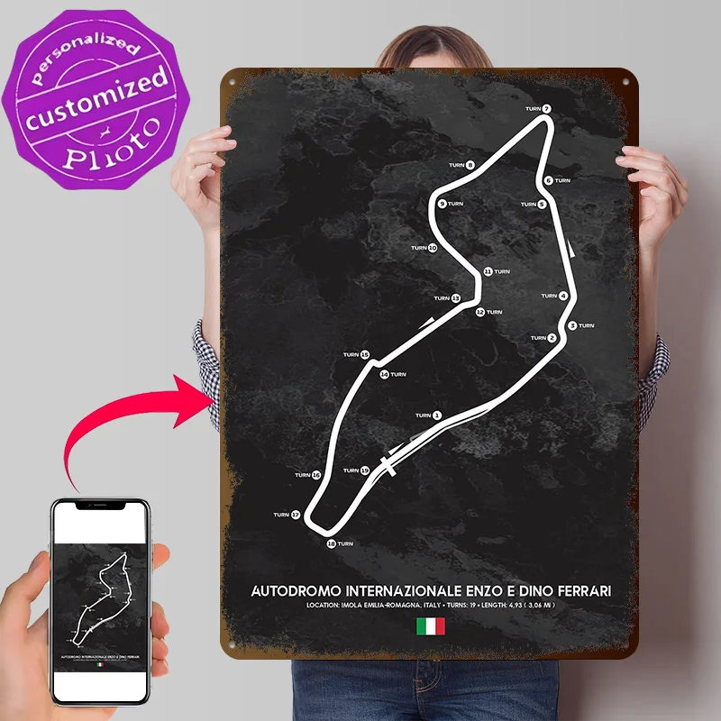 San Marino Imola Circuit Metal Poster Perfect Gift for Fans Lovers Personalized Wall Art Metal Sign for Gaming Room Decoration