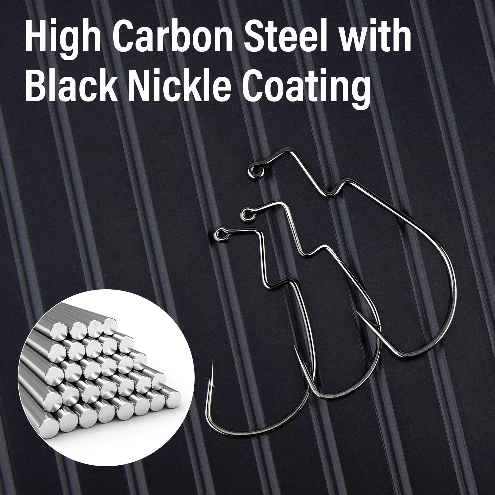 30pcs Multi Offset Worm Hooks Fishing Hook High Carbon Steel Black Nickle for Soft Lure Texas Rig Carolina Rig Neko Rig view 5