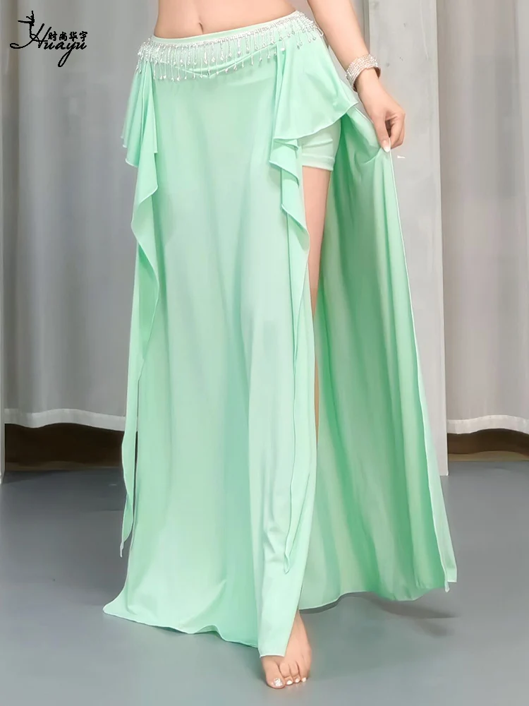Costume de danse du ventre pour filles, jupe mi-longue, danse orientale, Sexy, Double fente, Slim, longue, 2025