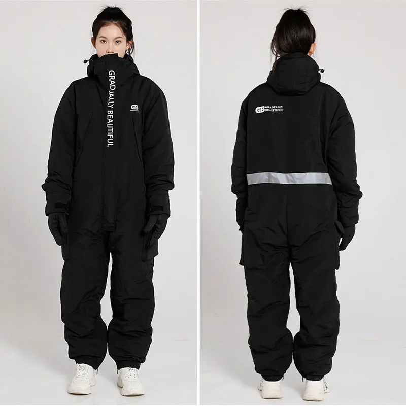 Waterproof Windproof Riding Cold-proof Clothes Winter Motorcycle Warm Thicken Plush All-in-One Clothing Snowmobile Suits