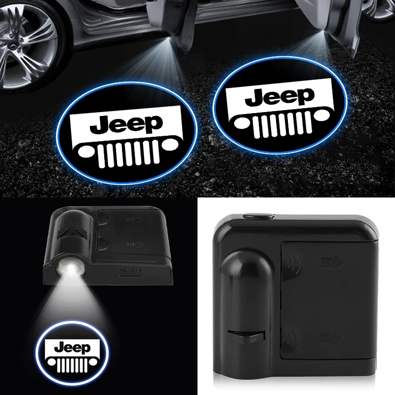 

Car LED Courtesy Light Ghost Shadow Projector Emblem Lamp For Jeep JL JK Gladiator Accessory Renegade Wrangler Cherokee Compass