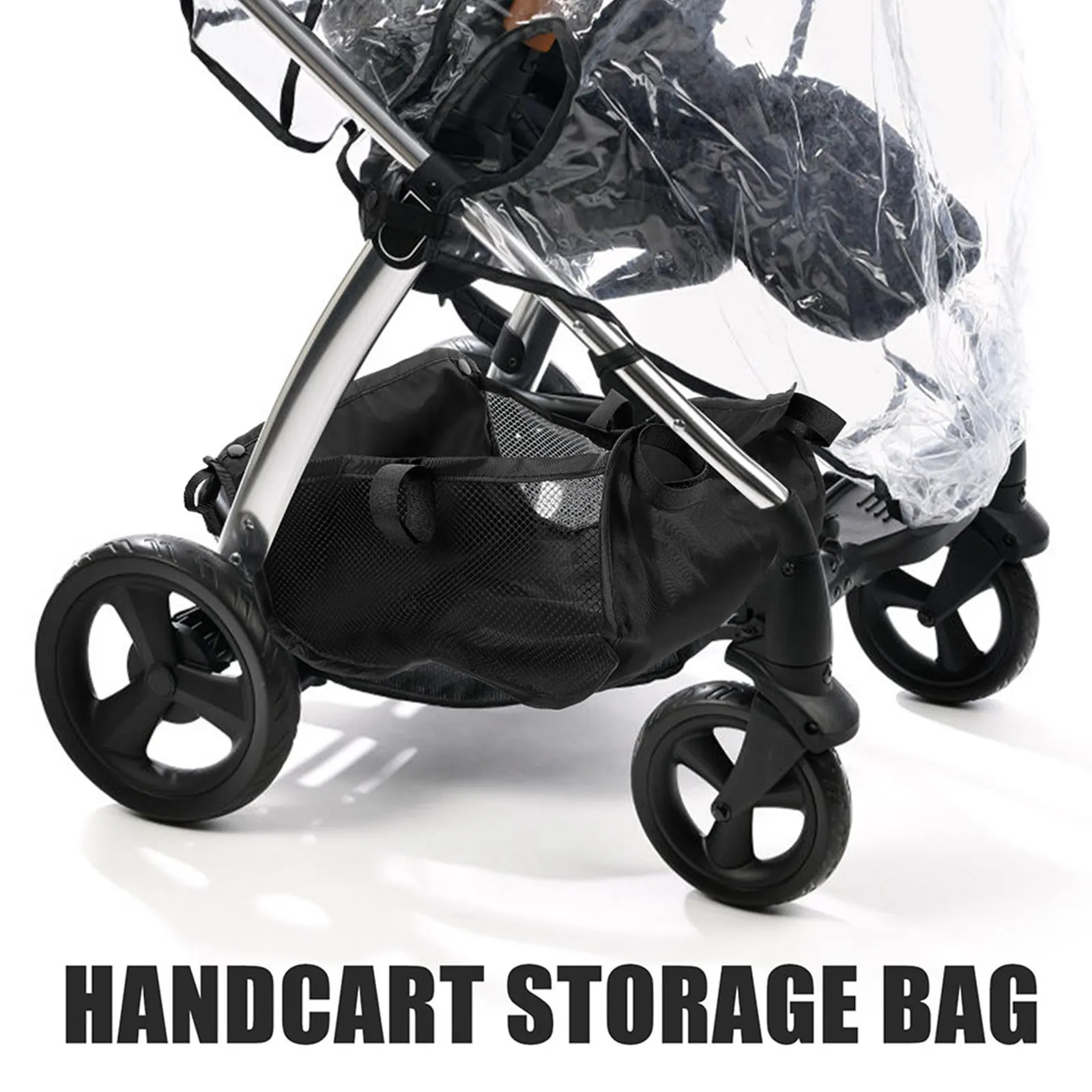 2Pcs Stroller Bottom Organizer Pouch Universal Under Stroller Storage Bag for Baby Diaper Bottle Towel Shopping Items Heavy-Duty