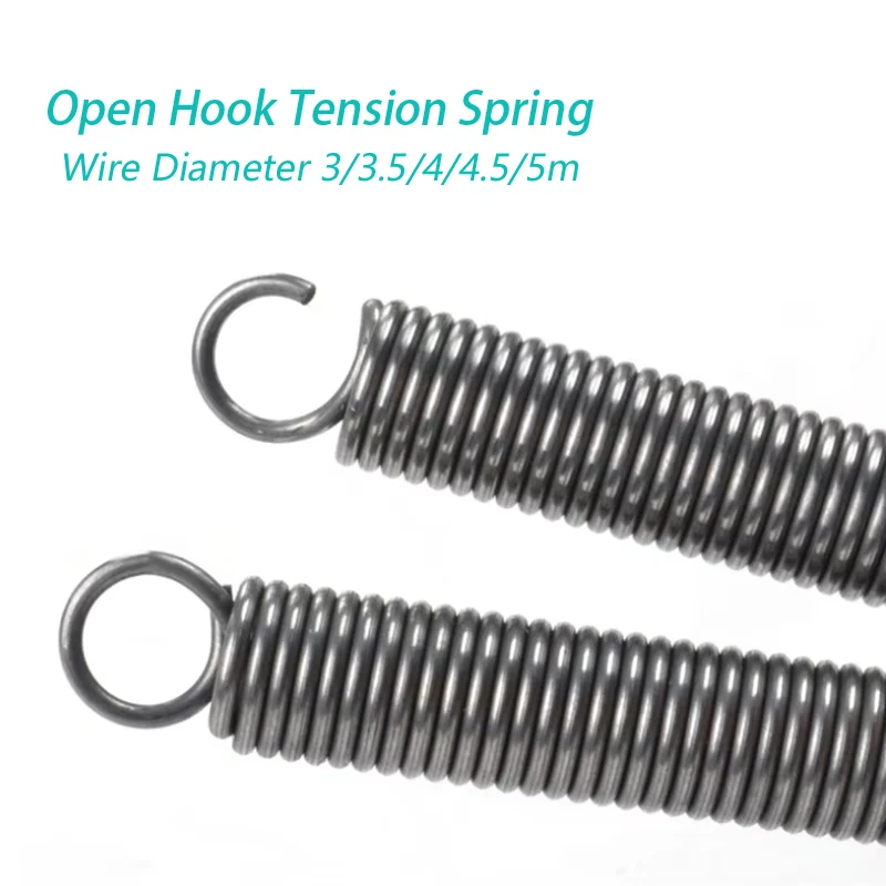 

1Pcs Wire Diameter 3/3.5/4/4.5/5m Stainless Steel Open Hook Tension Spring Hook spring Extension Spring Draught Spring