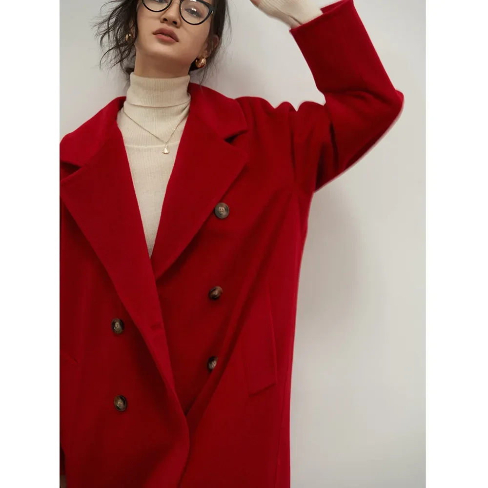 Dongxin high-end wool vertical velvet loose long coat coat women