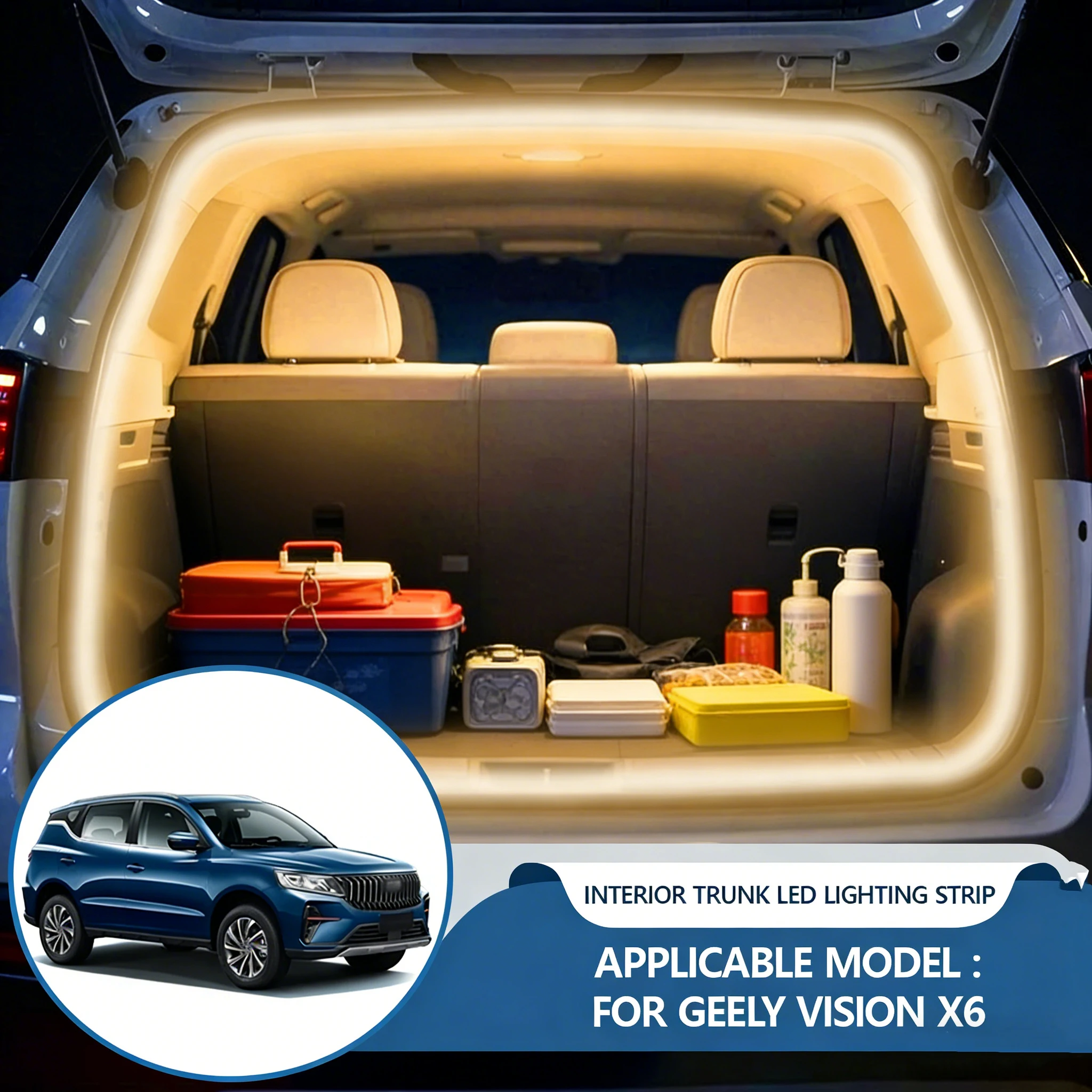 

FOR GEELY VISION X6 Rear Trunk LED Light Bar Strips Trunk Interior Decorative Lamp Strip Luggage Atmosphere Light