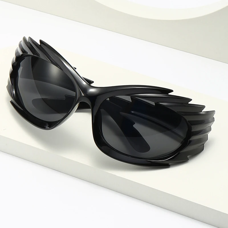 Nowe okulary przeciwsłoneczne damskie i męskie w stylu sportowym punk Y2K na rok 2025, luksusowe okulary markowe, jednoczęściowe okulary przeciwsłoneczne dla mężczyzn, srebrne okulary bezramkowe w stylu hip-hop.
