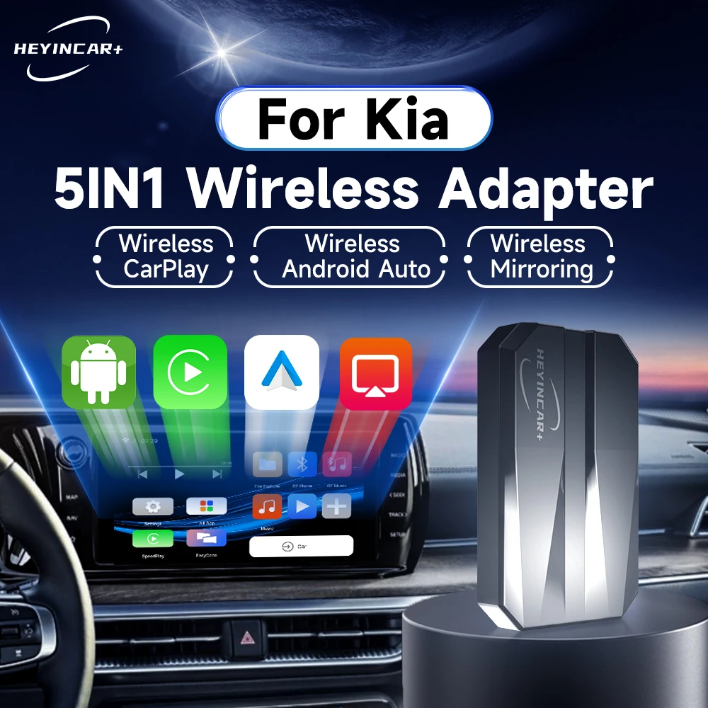 

2024 год, HEYINCAR 5 в 1 AI Box Android, автомобильный беспроводной CarPlay для Kia Sportage K5 Carnival Picanto K3 EV5 KX3 Sorento Telluride Soul