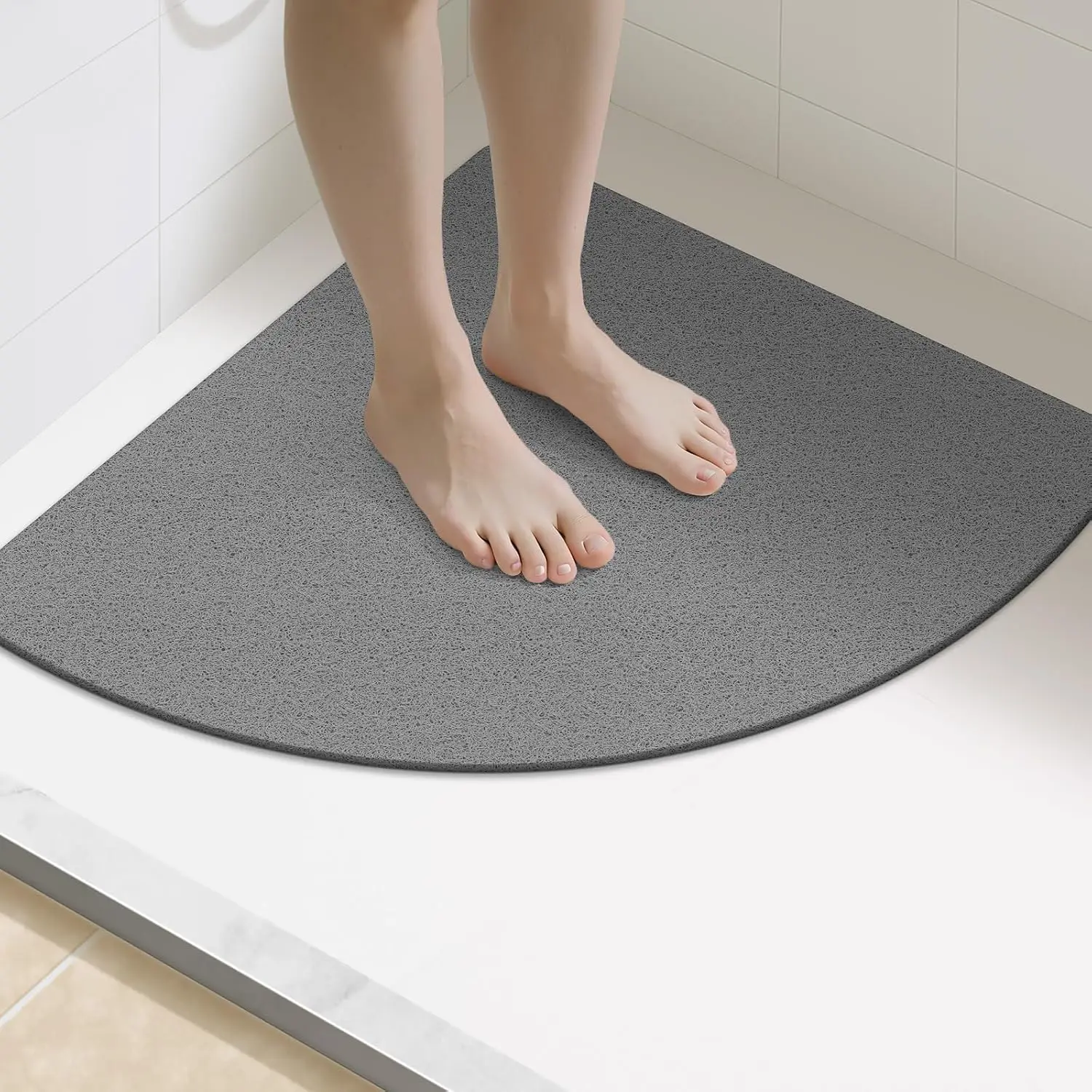 

Triangle Shower Mat, 23.6" x 23.6" Loofah Corner Shower Mats for Inside Shower, Soft PVC Shower Floor Mat Without Suctio