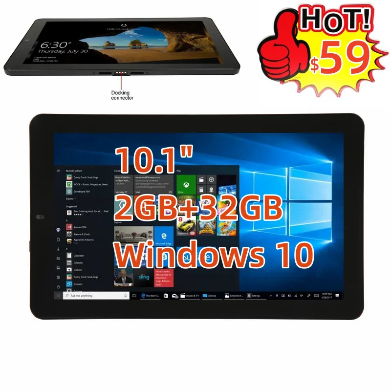 デュアルカメラを搭載したWindows10タブレット,10.1インチ,RCA, 2GB RAM, 32GB ROM, Intel Atom X5-Z8350, 32ビットクアッドコア,cpu,1280x800 ips,dcポート新規