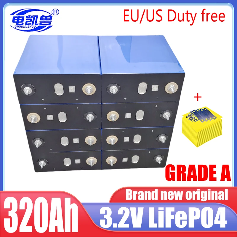 8000+cycles 3.2v 320ah Brand new Lifepo4 battery Grade A DIY 12V 24V 48V RV solar storage golf cart battery pack EU/US TAX-FREE