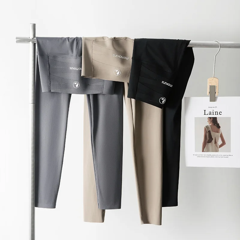 Pantaloni da yoga a vita alta da donna Autunno Inverno Foderato in Fce con cintura Addome Controllo Leggings in pelle di arca Base bianca di seta...