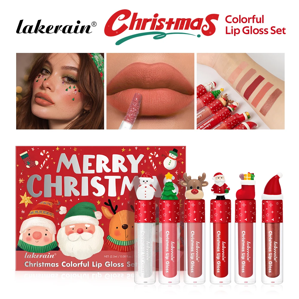 Lakerain Christmas Lip Gloss Set Waterproof Long Lasting Moisturizing Lip care & Lip gloss Ideal Thanksgiving Christmas Gift