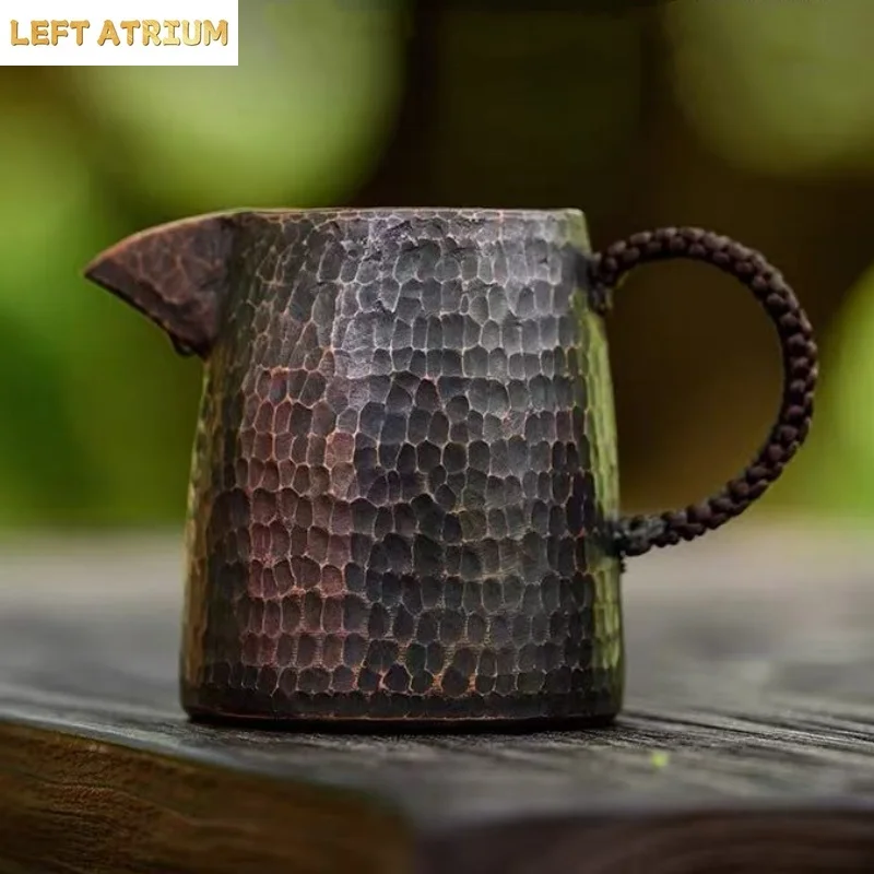 

Vintage Pure Copper Coffee Cup,Mug Mule Engraving Eagle-Beak Shape Hammer Texture Woven Handle 300ml Beer Mug,Tea Cup Tableware