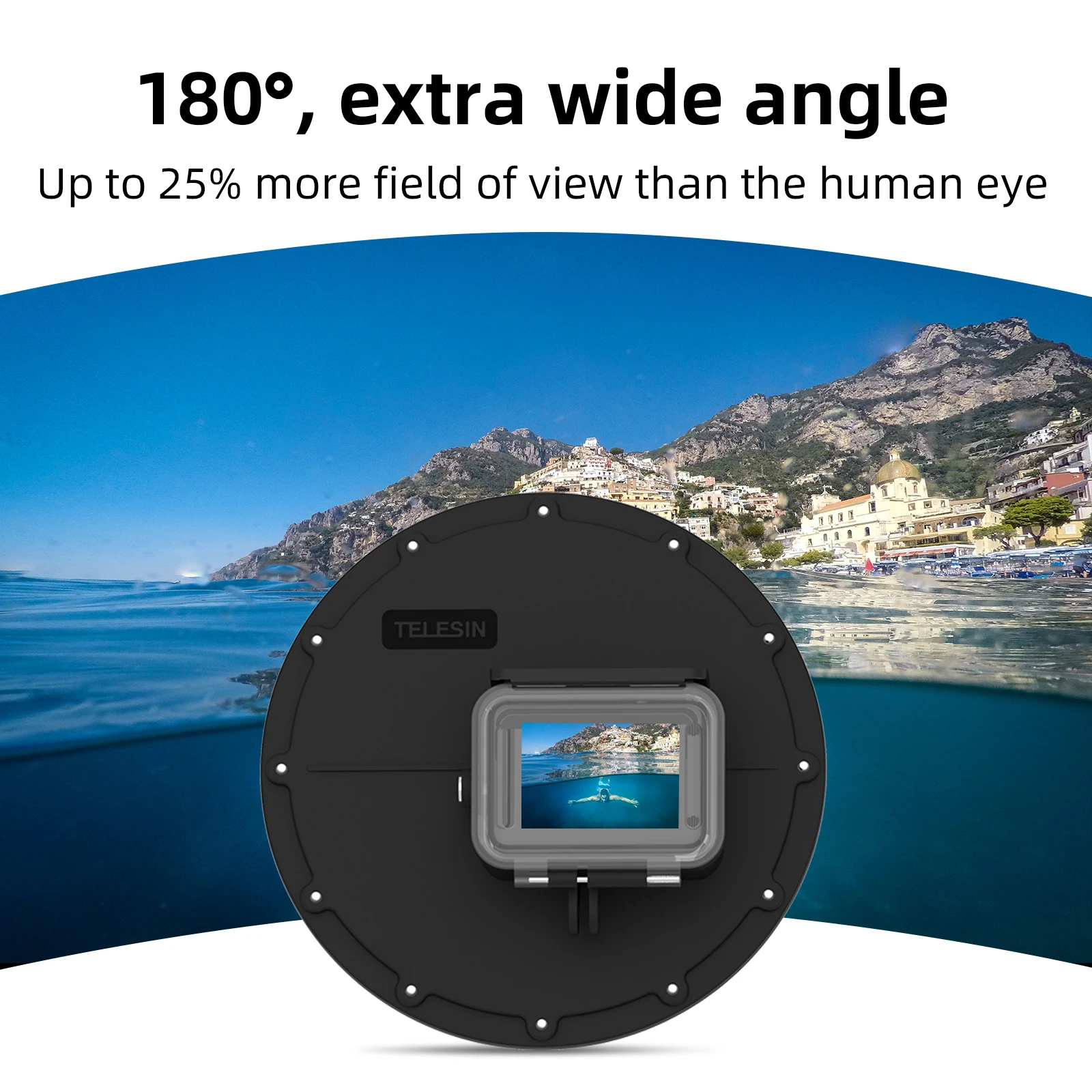 TELESIN الغوص قبة ميناء ل DJI Action 5 Pro 4 3 ل Gopro Hero 12 11 10 9 اكسسوارات مقاوم للماء الإسكان معدات غطس