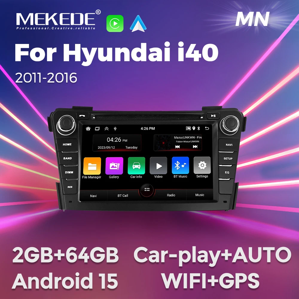 MEKEDE Android Car Radio WirelesCarplay For Hyundai I40 2012-2016 Car Multimedia Video Player Navigation GPS Android Auto
