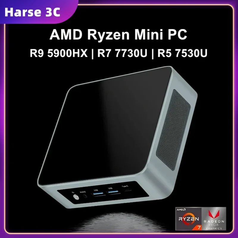 D15 New AMD Mini PC Ryzen 9 5900HX R7 7730U R5 7530U 2xDDR4 NVMe Dual LAN Windows 11 Pro Mini Gaming Desktop Computer WiFi6E