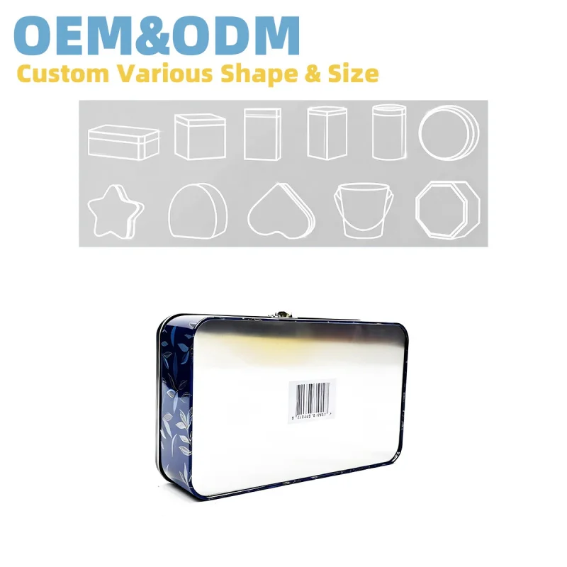 custom.High-quality Rectangular Tea Tinplate Box with PP Lid Customized Design Hinge Embossed