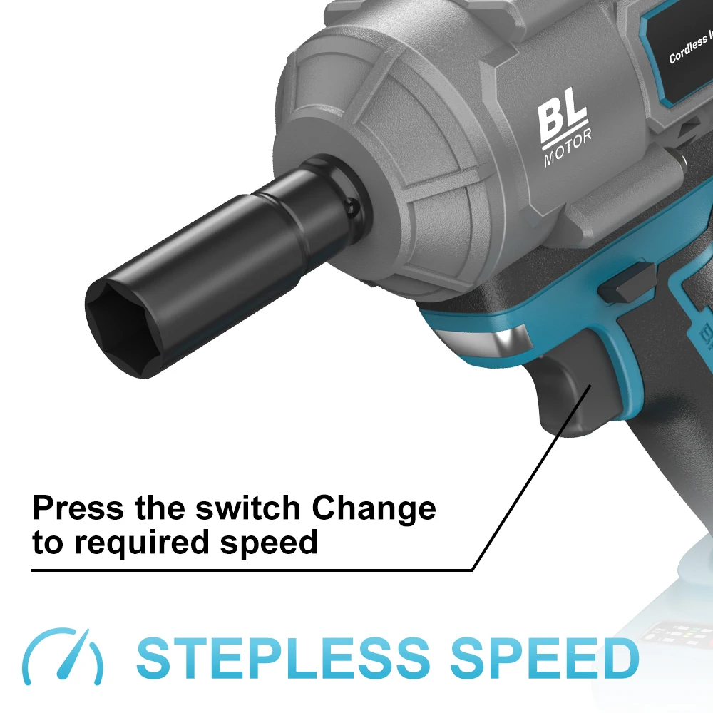 Бесщеточный электрический ключ 1/2 дюйма, 2000 Нм, аккумуляторный ударный гайковерт с настоящим крутящим моментом, отвертка, электроинструмент для Makita 18 В